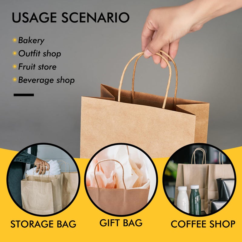 RACETOP 50Pcs 8x4.5x10.8 Inch Brown Gift Bags with Handles  Paper Gift Bags Bulk  Kraft Paper Bags for Craft  Retail  Shopping  Favor - Image 4